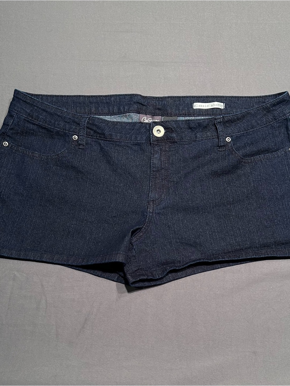 Y2K City Streets Dark Wash Low-Rise Short Denim Shorts